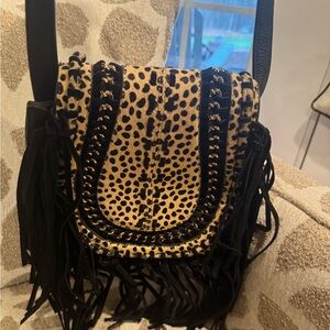 Aimee Kestenberg Animal Print Crossbody Bag with Fringe